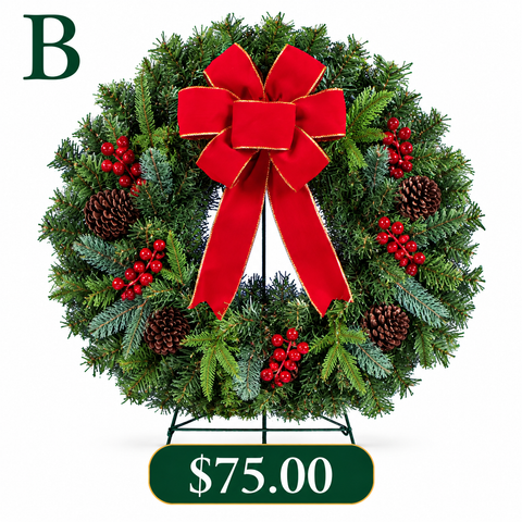 B. Traditional Red Bow Wreath