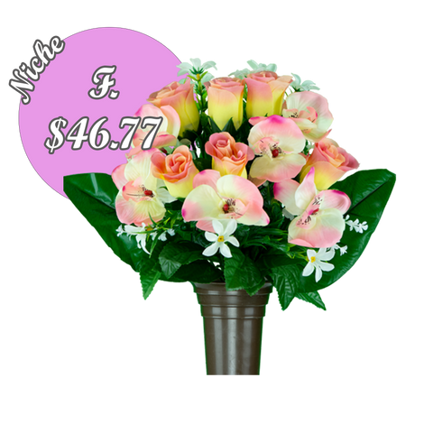 F. Pink & Peach Orchid with Roses