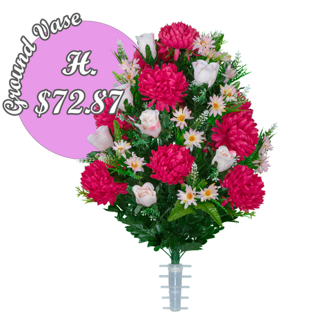 H. Beauty Mum & Light Pink Rose Ground Vase Arrangement