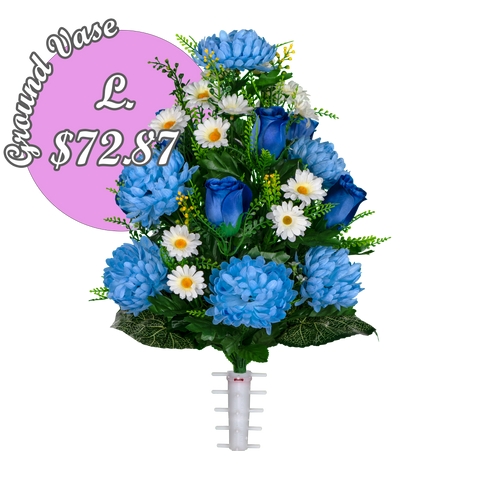 L. Blue Rose & Light Blue Mum