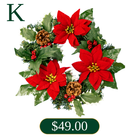 K. Poinsettia and Pinecones
